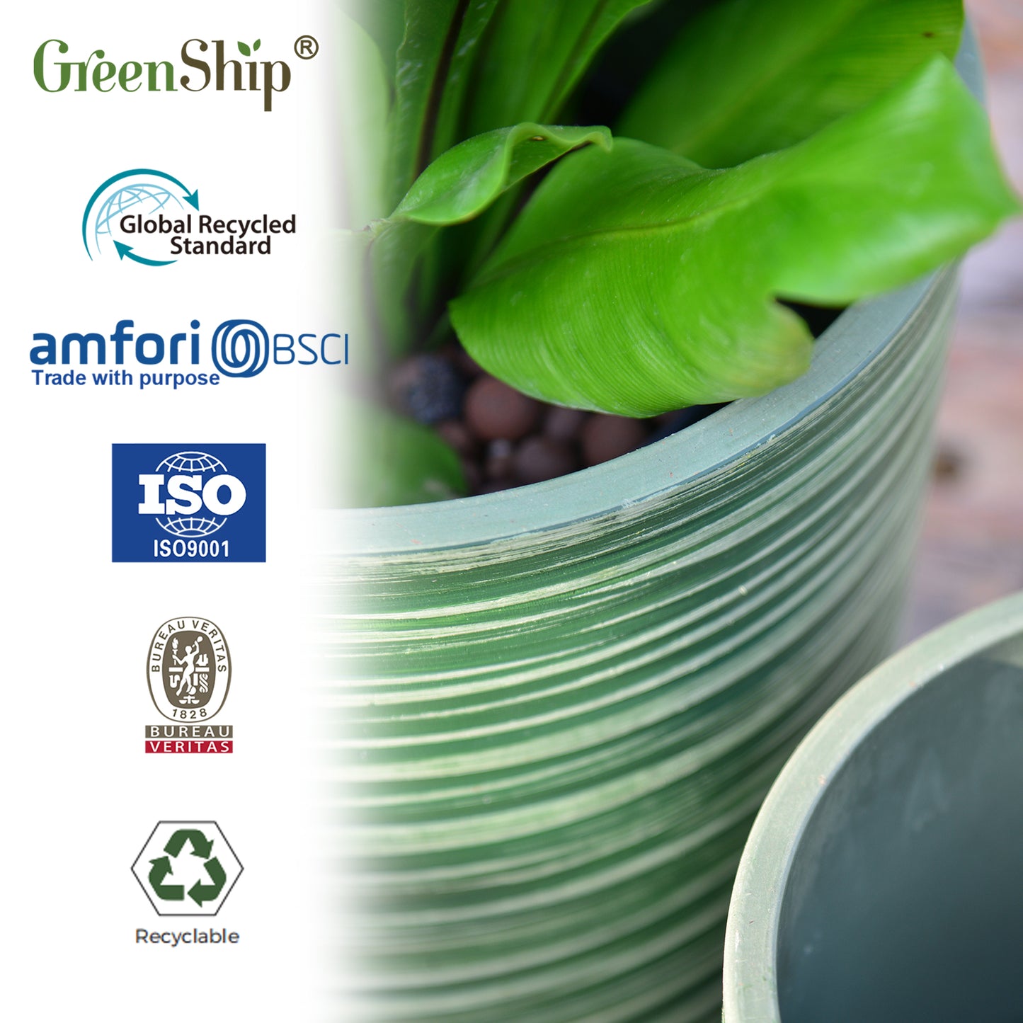 GreenShip Planter for Indoor Plants,8 inch or 10 inch Plant Pots with Drainage Hole,Modern Plant Pots,Decorative Flower Pots(Plants Not Included)