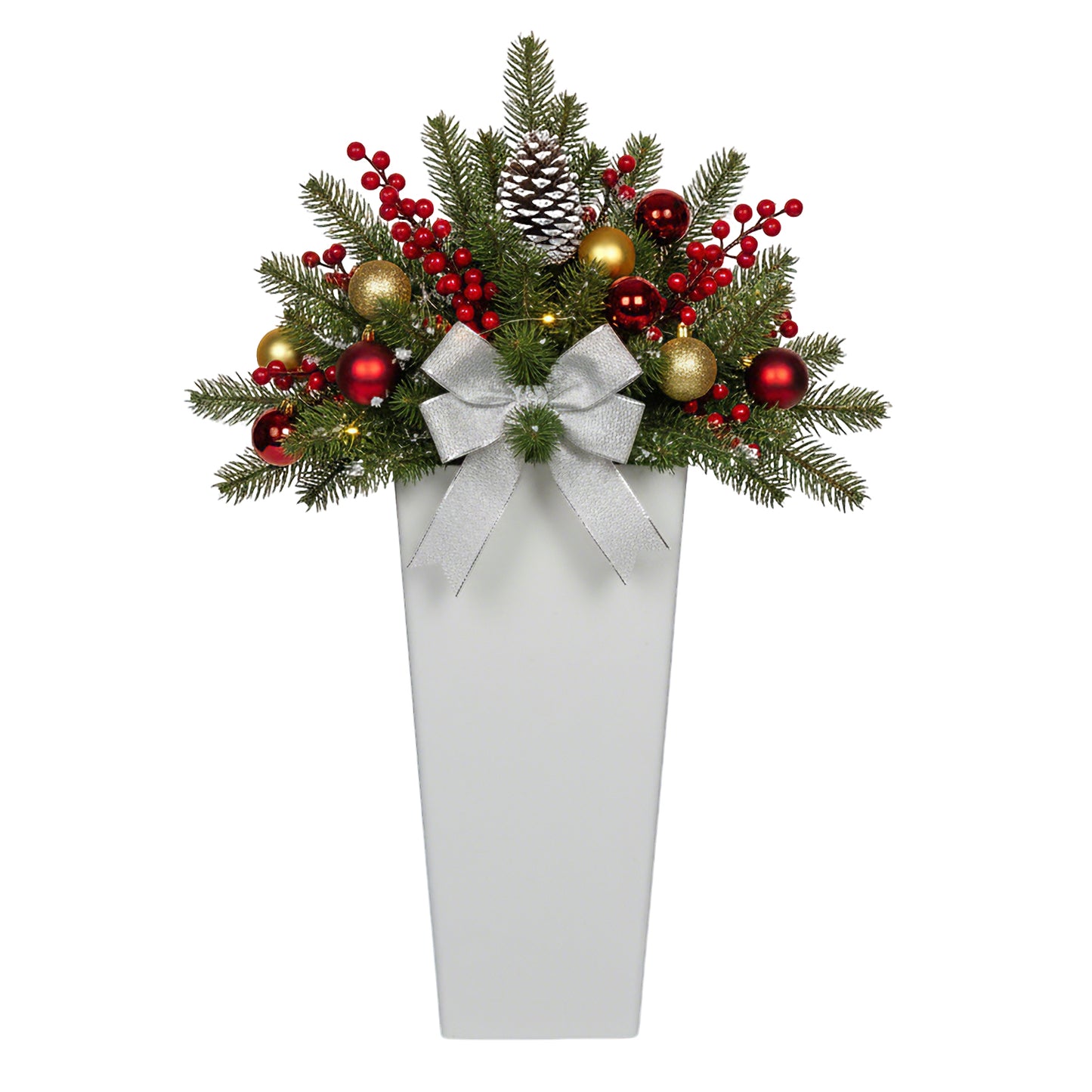 GreenShip 27 inch Tall Planters for Outdoor Plants, Large Flower Pots with Drainage & Inner Shelf, Modern Decorative Garden Pots for Porch, Patio, Front Door