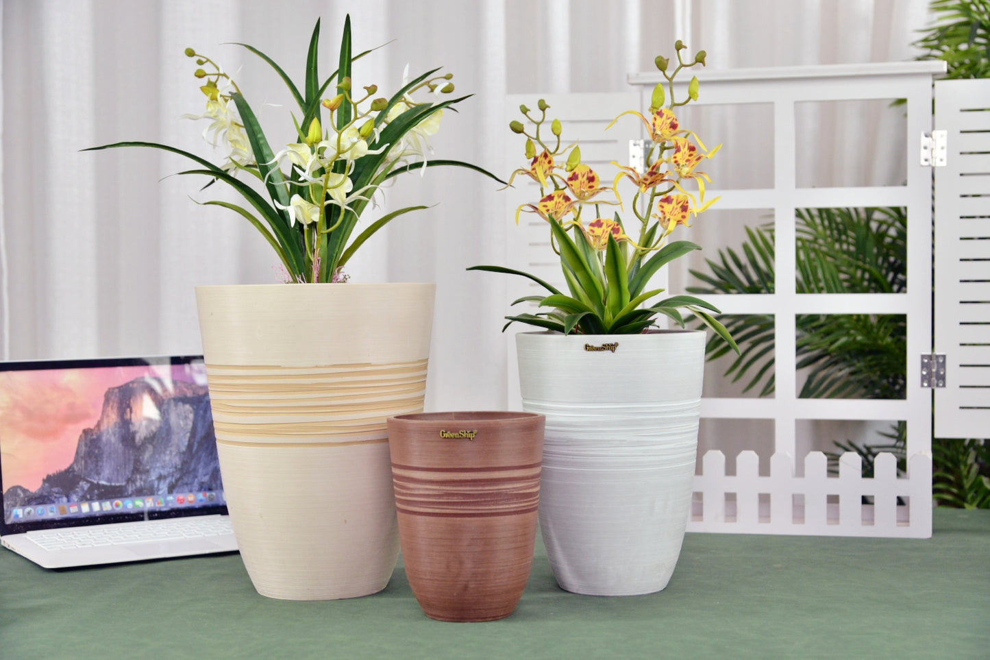 GreenShip Plant Pots 6 inch 8 inch 10 inch for Indoor Plants, Set of 3 Modern Decorative Planter ts with Drainage Hole, Decorative Flower Pots(Plants Not Included)