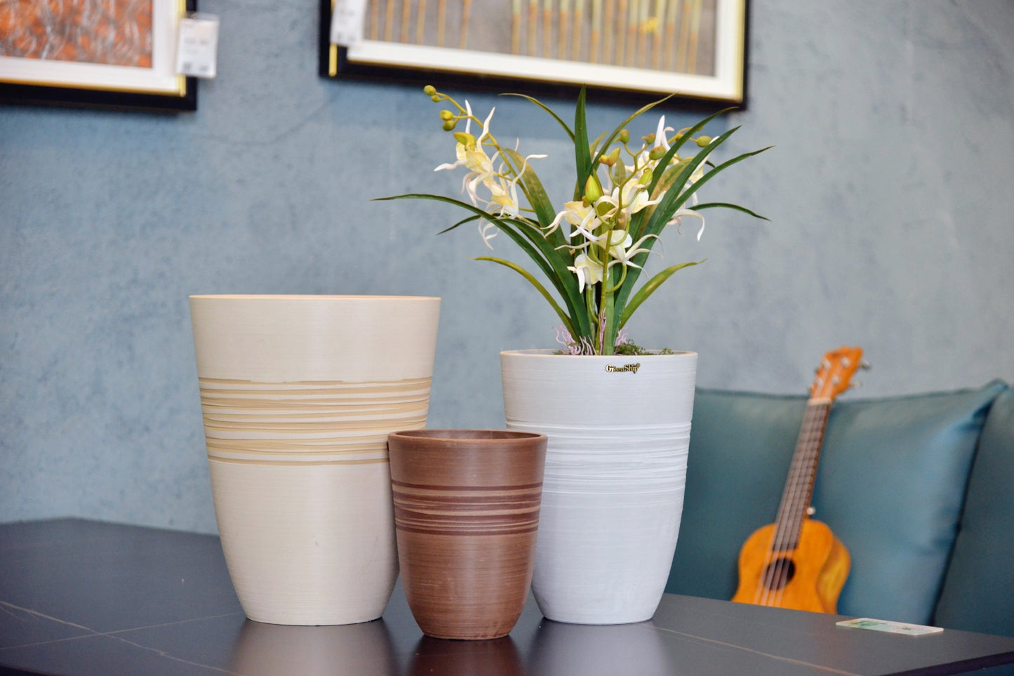 GreenShip Plant Pots 6 inch 8 inch 10 inch for Indoor Plants, Set of 3 Modern Decorative Planter ts with Drainage Hole, Decorative Flower Pots(Plants Not Included)