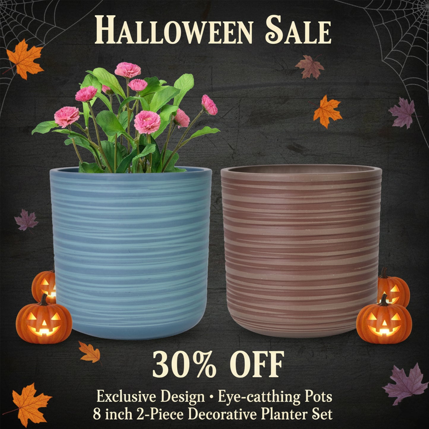 GreenShip Planter for Indoor Plants,8 inch or 10 inch Plant Pots with Drainage Hole,Modern Plant Pots,Decorative Flower Pots(Plants Not Included)