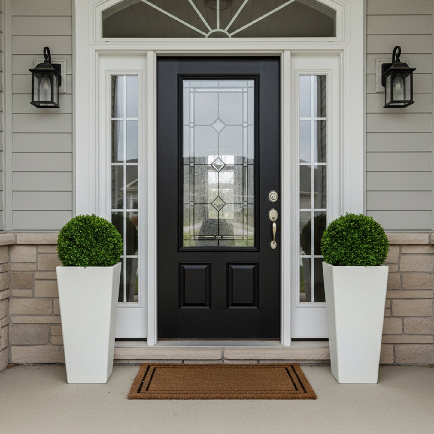 GreenShip 27 inch Tall Planters for Outdoor Plants, Large Flower Pots with Drainage & Inner Shelf, Modern Decorative Garden Pots for Porch, Patio, Front Door