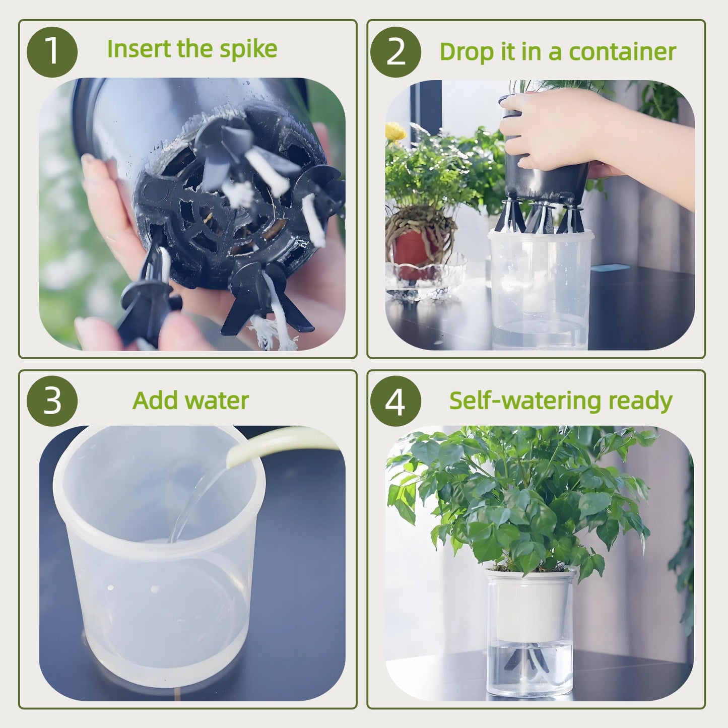 GreenShip Wholesale Only 4 Pack Self-Watering Spikes – Bulk Plant Watering Spikes for Indoor Plants, Growers & Nursery Supplies(MOQ Available)
