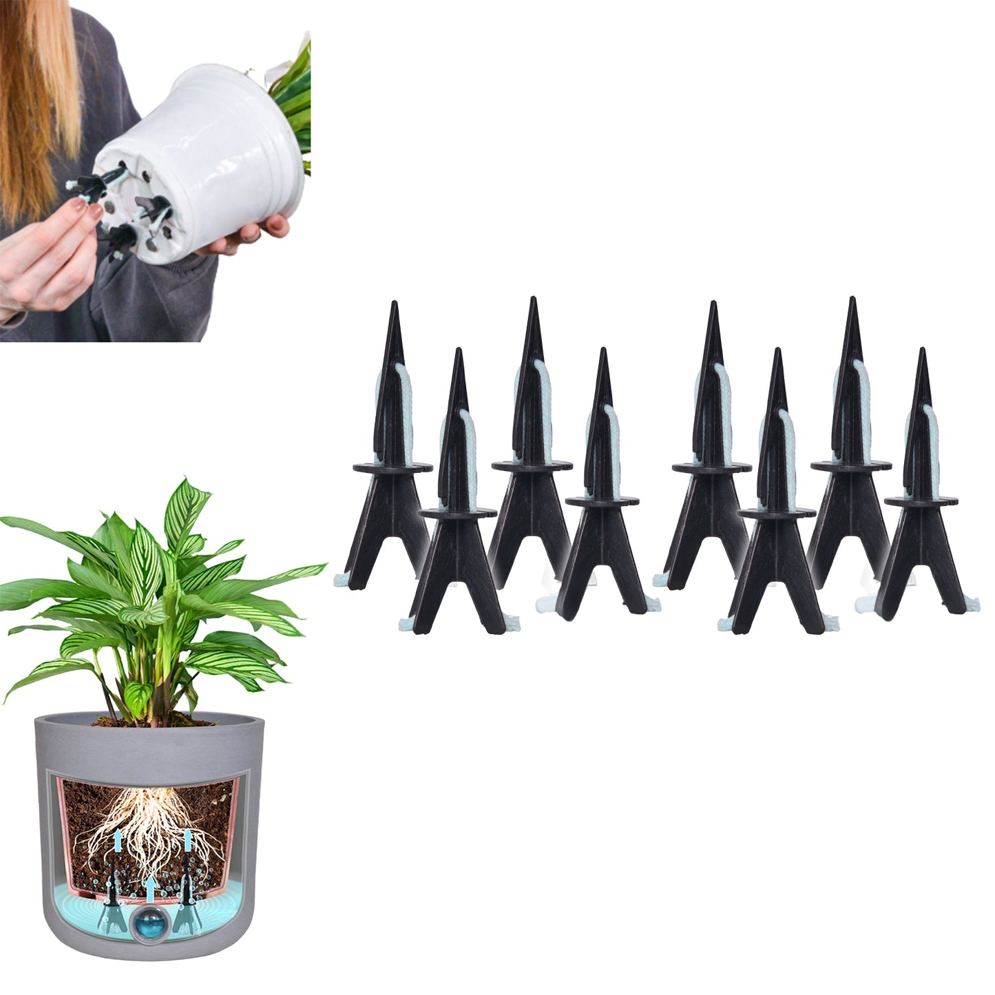 GreenShip Self Watering Spikes for Indoor & Outdoor Plants, Automatic Plant Watering Stakes, Patented Wick Spikes, Vacation Use