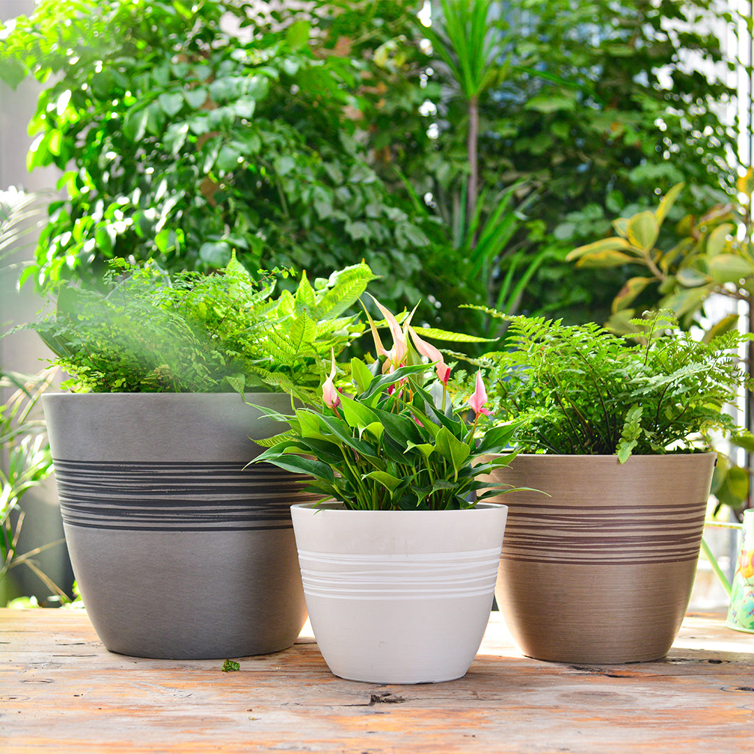 GreenShip Planter for Indoor Outdoor Plants, Set of 2 Modern Decorative Plant Pots with Drainage Hole, Decorative Flower Pots(Plants Not Included)