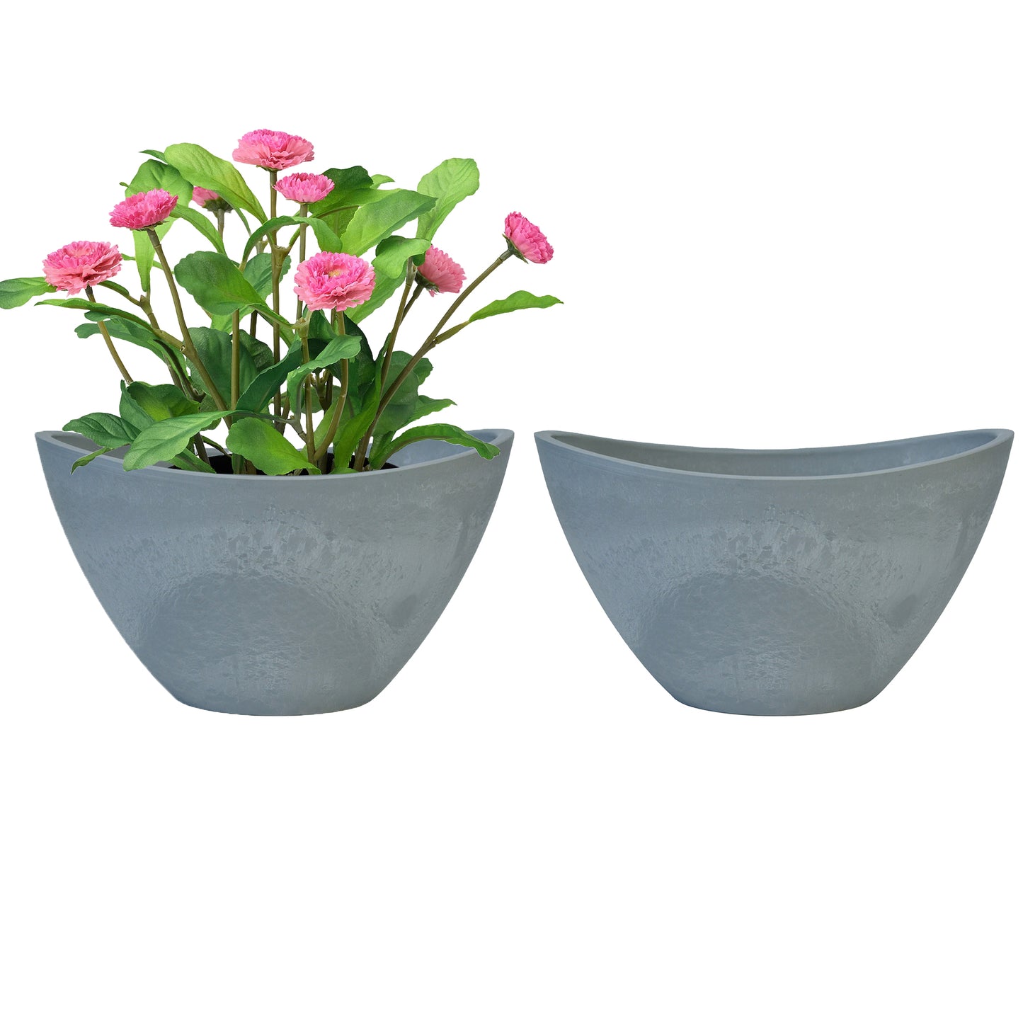 GreenShip 2 Pack Curved Planter for Indoor Plants, Plant Pots with Drainage Hole, Decorative Flower Pots, Plant Pot Bowl(Plants Not Included)
