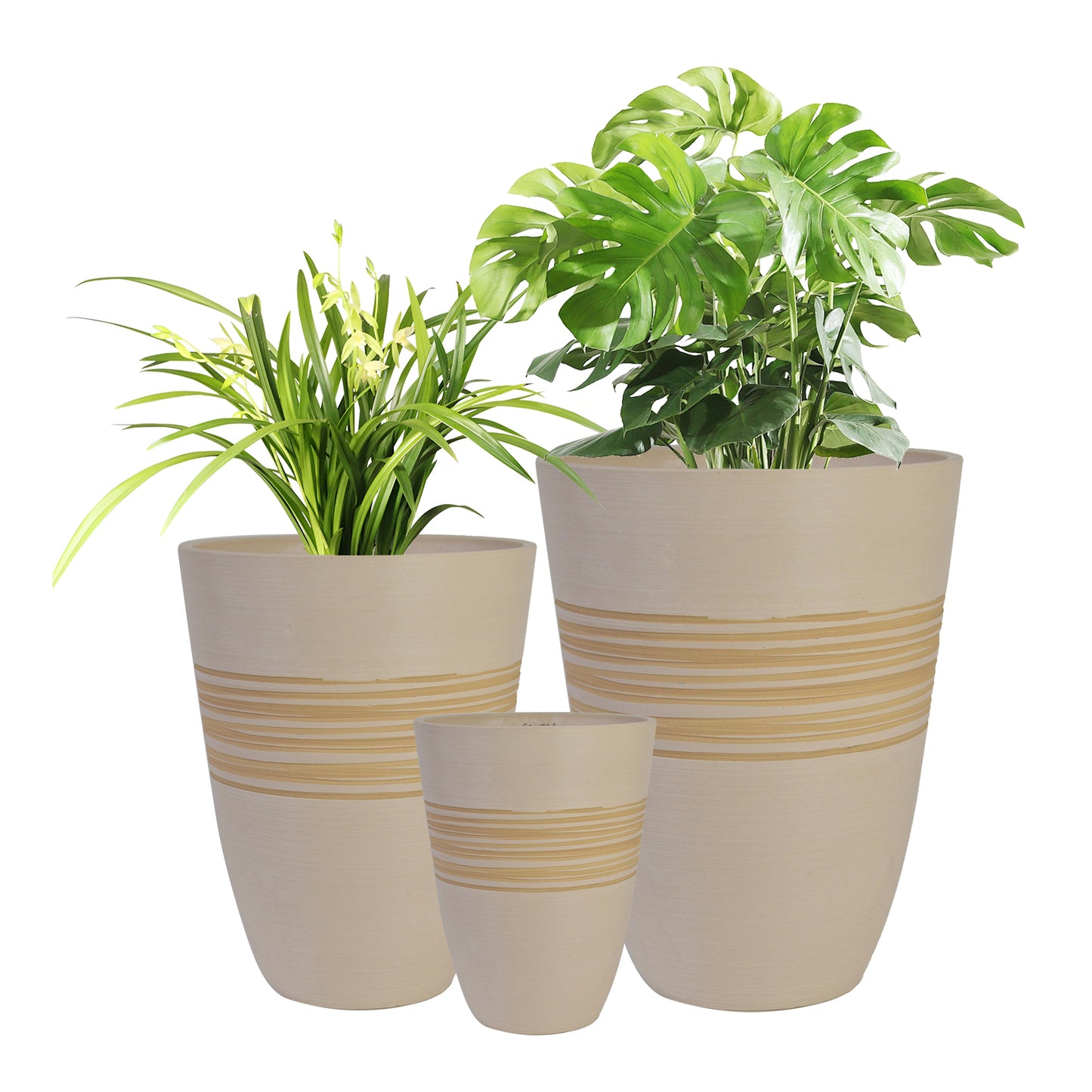 GreenShip Plant Pots 6 inch 8 inch 10 inch for Indoor Plants, Set of 3 Modern Decorative Planter ts with Drainage Hole, Decorative Flower Pots(Plants Not Included)