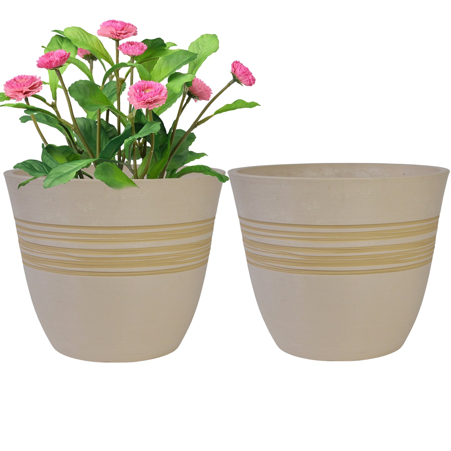 GreenShip Planter for Indoor Outdoor Plants, Set of 2 Modern Decorative Plant Pots with Drainage Hole, Decorative Flower Pots(Plants Not Included)