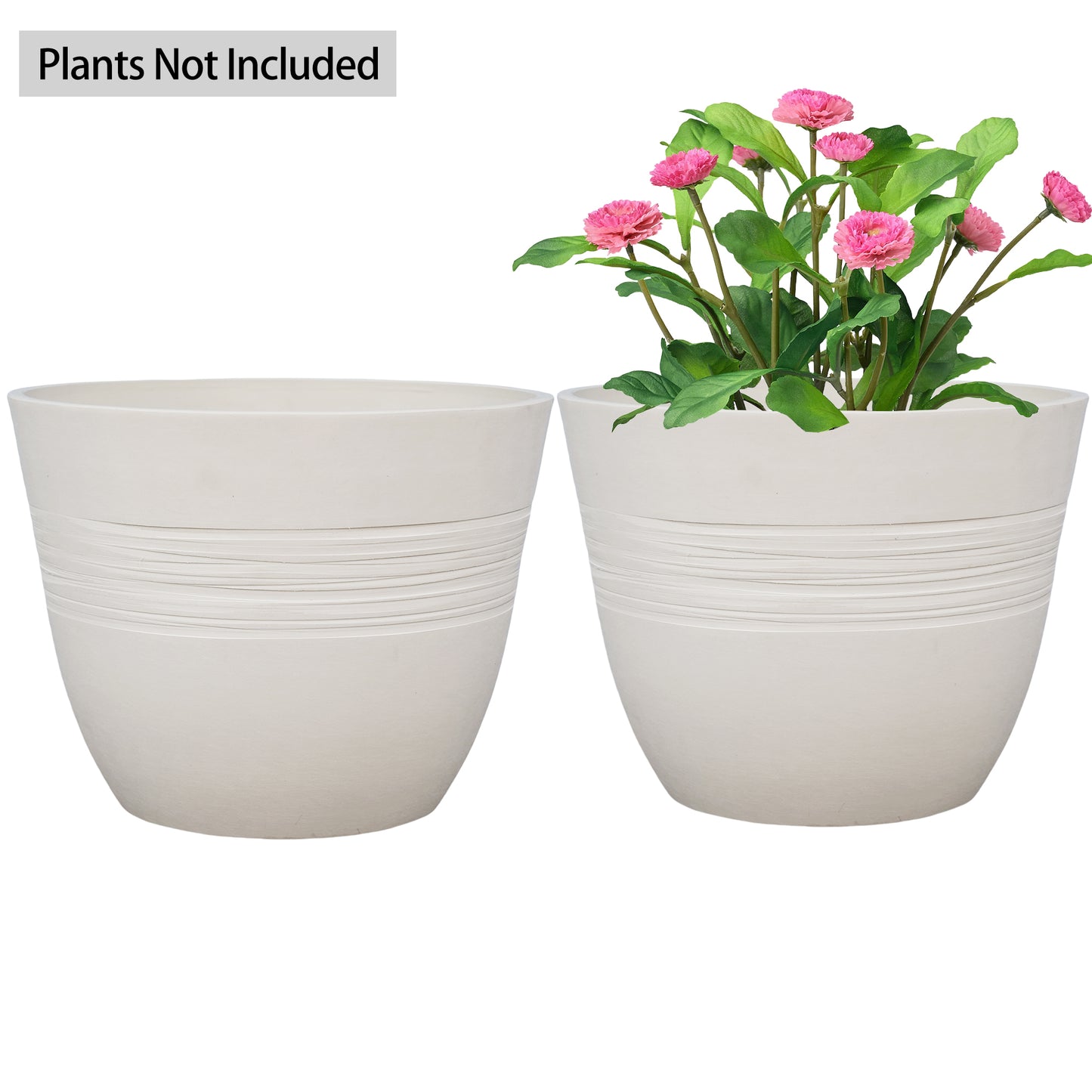 GreenShip Planter for Indoor Outdoor Plants, Set of 2 Modern Decorative Plant Pots with Drainage Hole, Decorative Flower Pots(Plants Not Included)