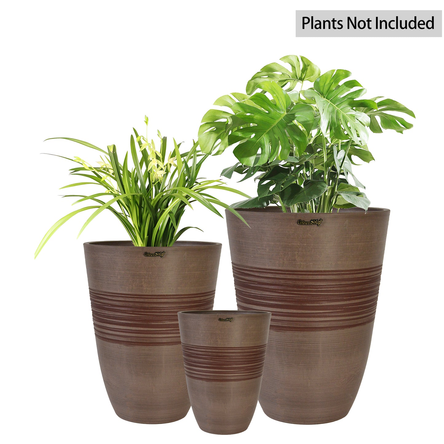 GreenShip Plant Pots 6 inch 8 inch 10 inch for Indoor Plants, Set of 3 Modern Decorative Planter ts with Drainage Hole, Decorative Flower Pots(Plants Not Included)