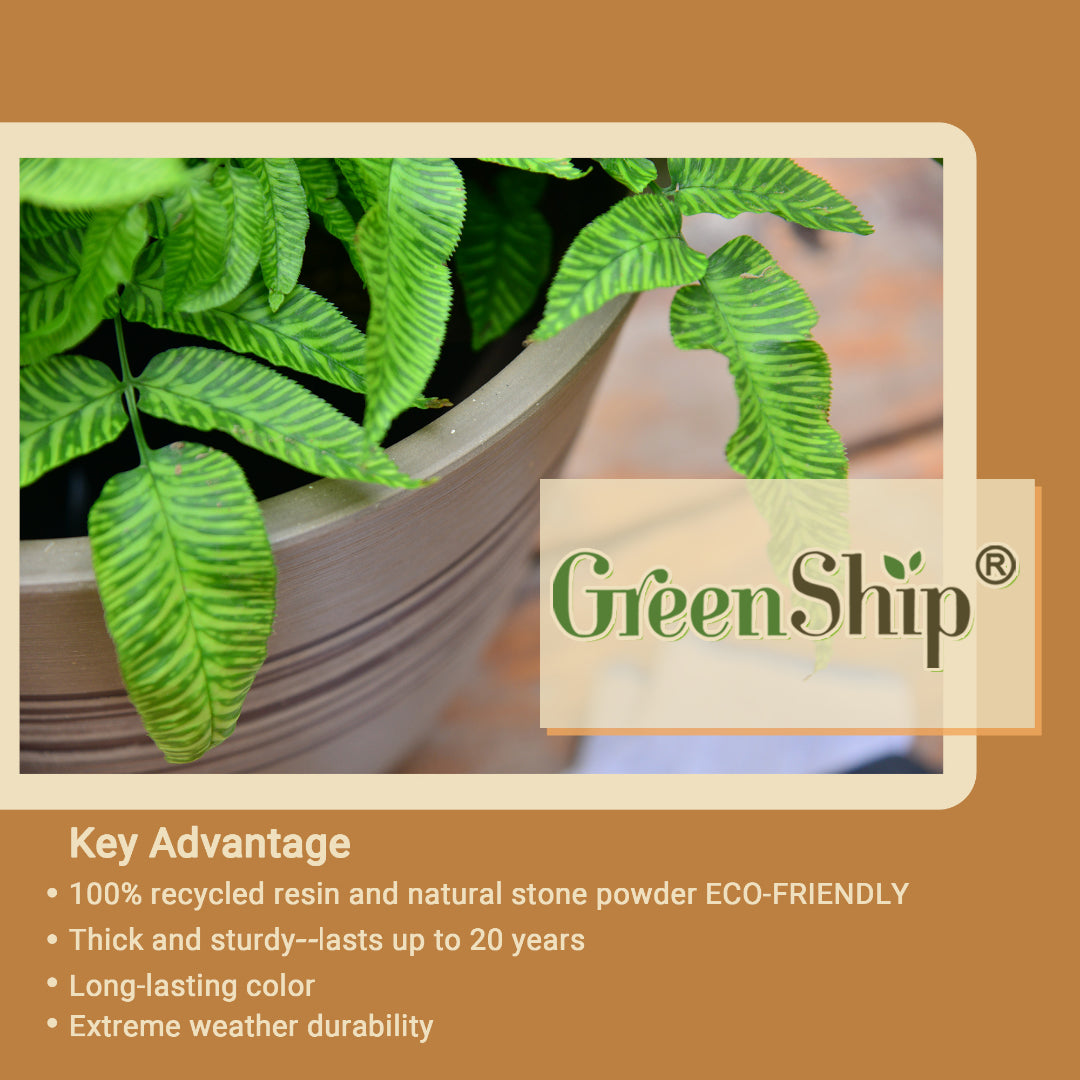 GreenShip Planter for Indoor Outdoor Plants, Set of 2 Modern Decorative Plant Pots with Drainage Hole, Decorative Flower Pots(Plants Not Included)