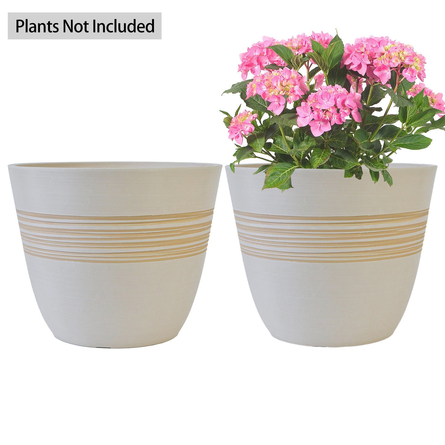 GreenShip Planter for Indoor Outdoor Plants, Set of 2 Modern Decorative Plant Pots with Drainage Hole, Decorative Flower Pots(Plants Not Included)