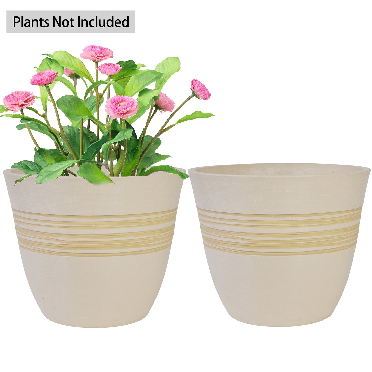 GreenShip Planter for Indoor Outdoor Plants, Set of 2 Modern Decorative Plant Pots with Drainage Hole, Decorative Flower Pots(Plants Not Included)