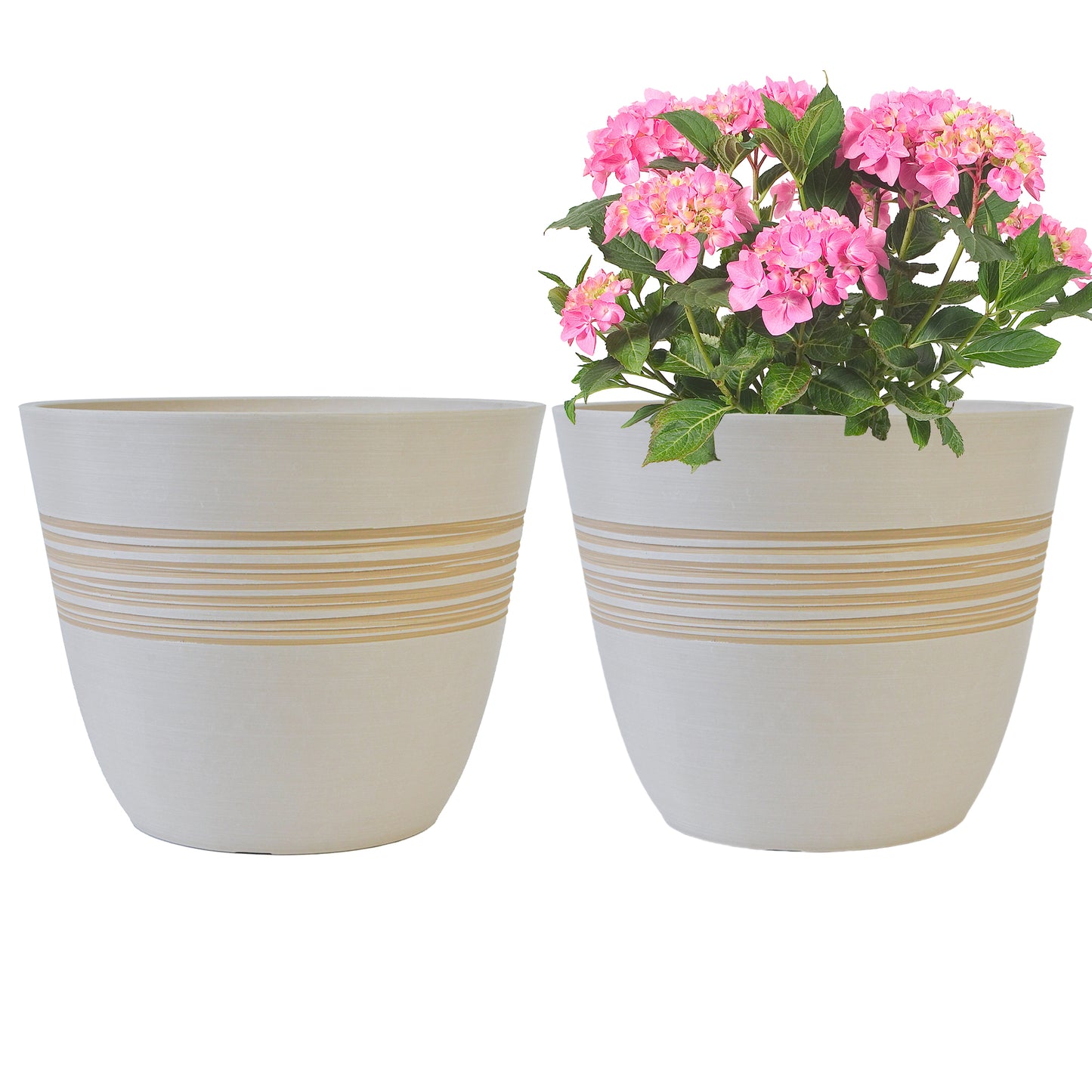 GreenShip Planter for Indoor Outdoor Plants, Set of 2 Modern Decorative Plant Pots with Drainage Hole, Decorative Flower Pots(Plants Not Included)
