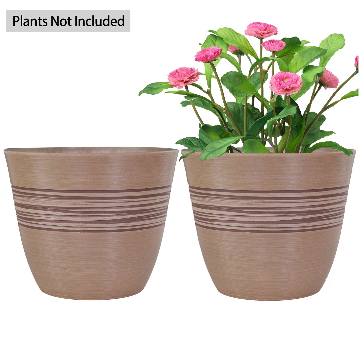 GreenShip Planter for Indoor Outdoor Plants, Set of 2 Modern Decorative Plant Pots with Drainage Hole, Decorative Flower Pots(Plants Not Included)