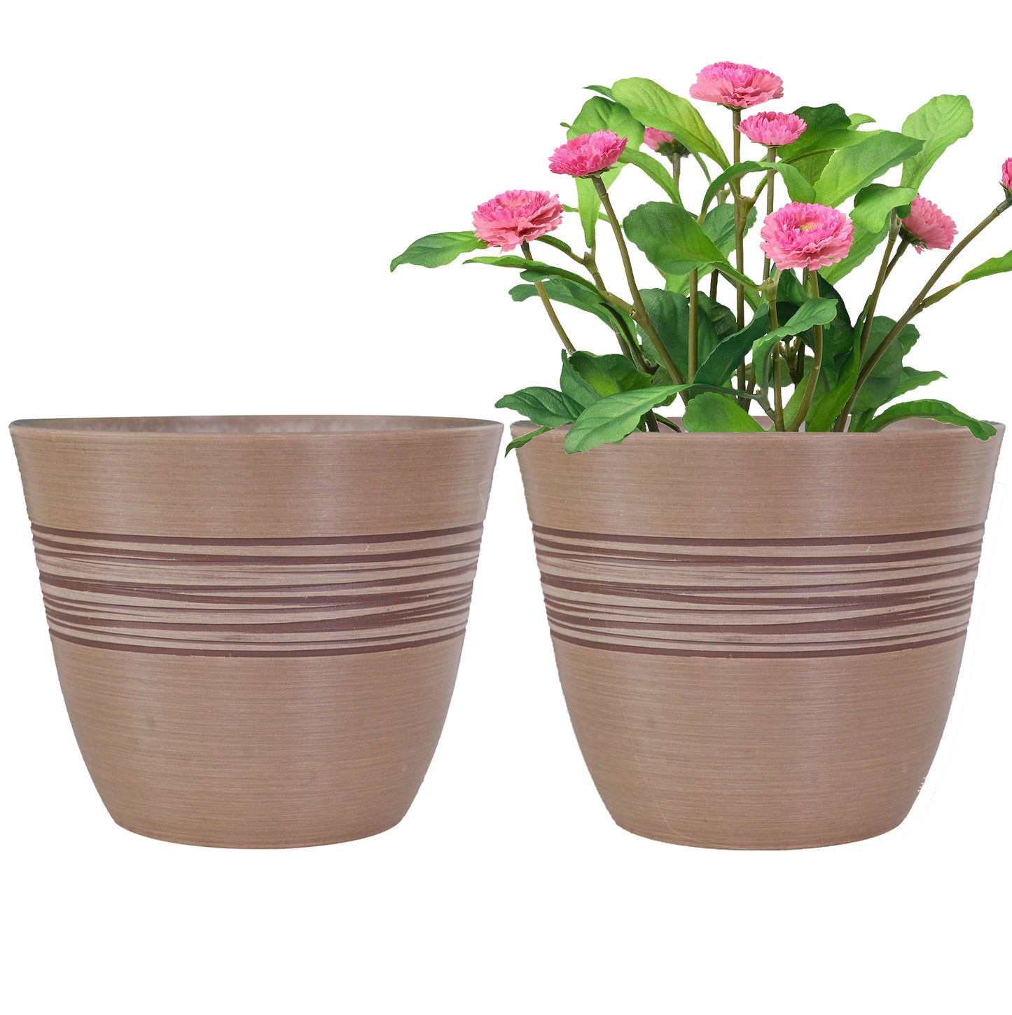 GreenShip Planter for Indoor Outdoor Plants, Set of 2 Modern Decorative Plant Pots with Drainage Hole, Decorative Flower Pots(Plants Not Included)