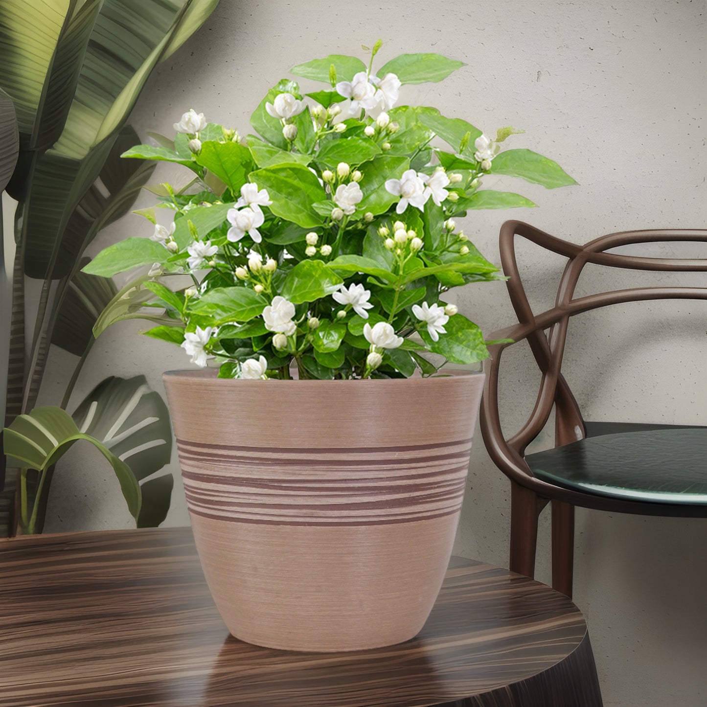GreenShip Planter for Indoor Outdoor Plants, Set of 2 Modern Decorative Plant Pots with Drainage Hole, Decorative Flower Pots(Plants Not Included)
