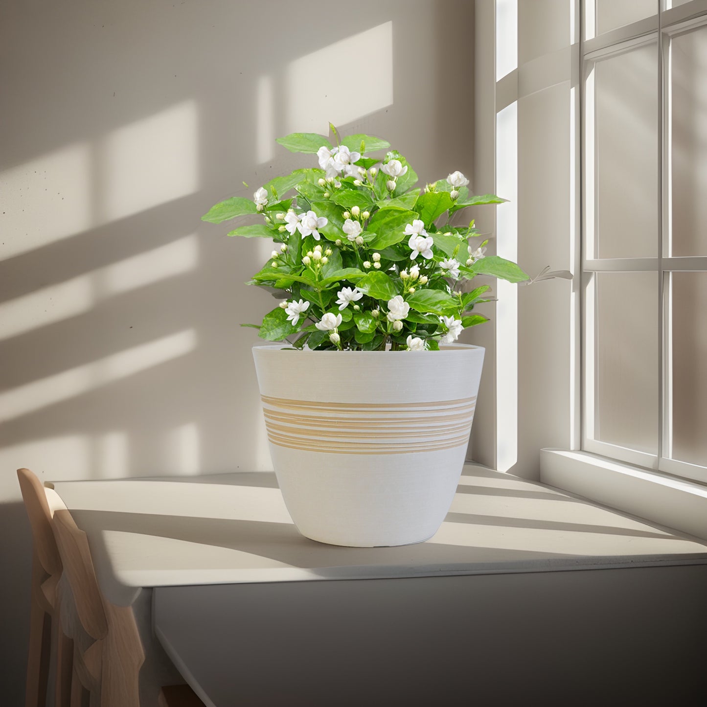 GreenShip Planter for Indoor Outdoor Plants, Set of 2 Modern Decorative Plant Pots with Drainage Hole, Decorative Flower Pots(Plants Not Included)