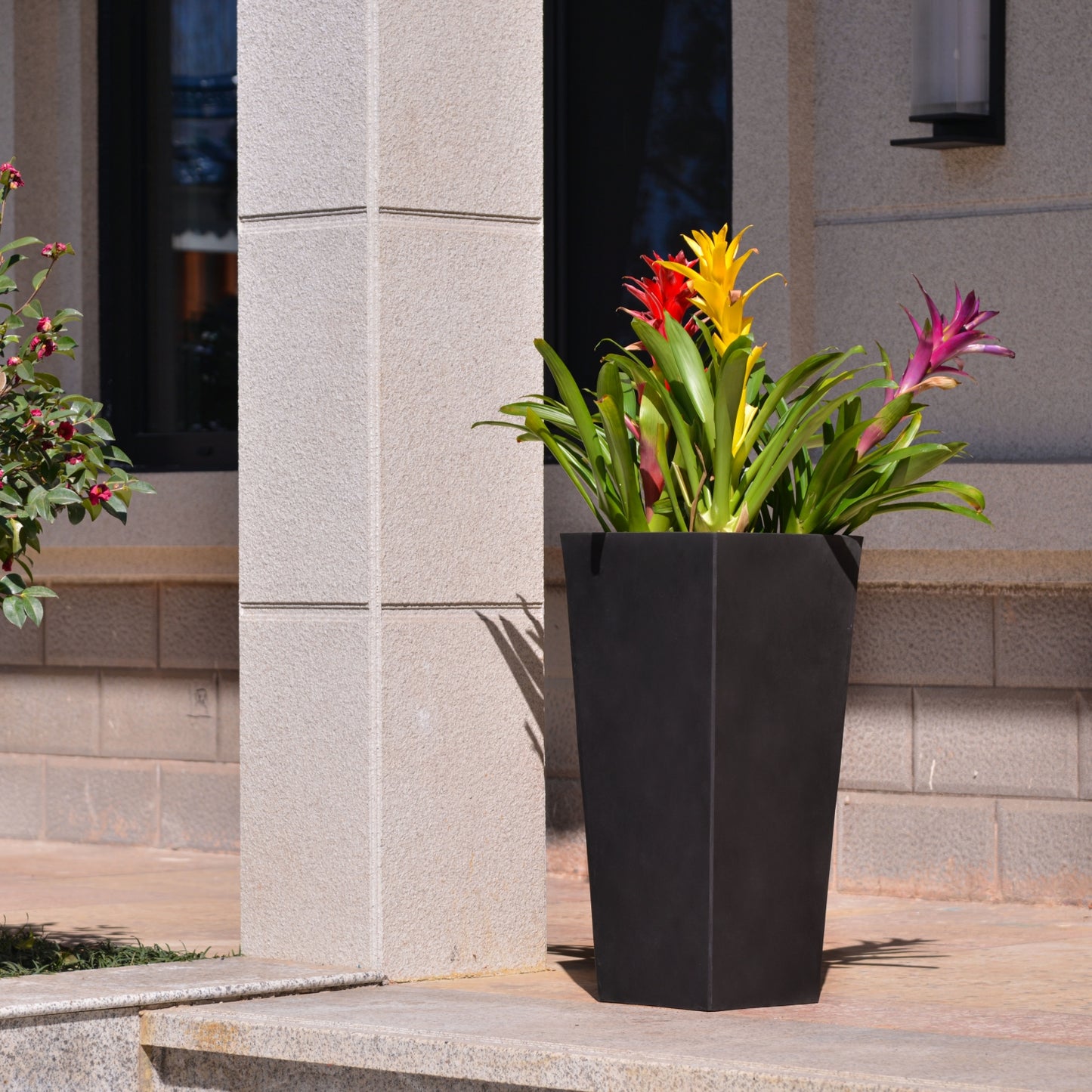 GreenShip 27 inch Tall Planters for Outdoor Plants, Large Flower Pots with Drainage & Inner Shelf, Modern Decorative Garden Pots for Porch, Patio, Front Door