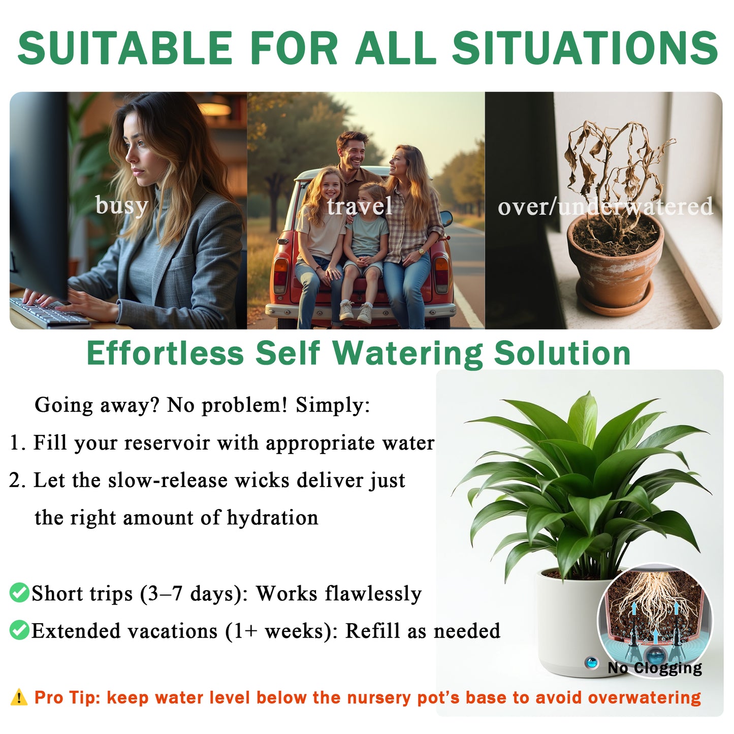 GreenShip Self Watering Spikes for Indoor & Outdoor Plants, Automatic Plant Watering Stakes, Patented Wick Spikes, Vacation Use