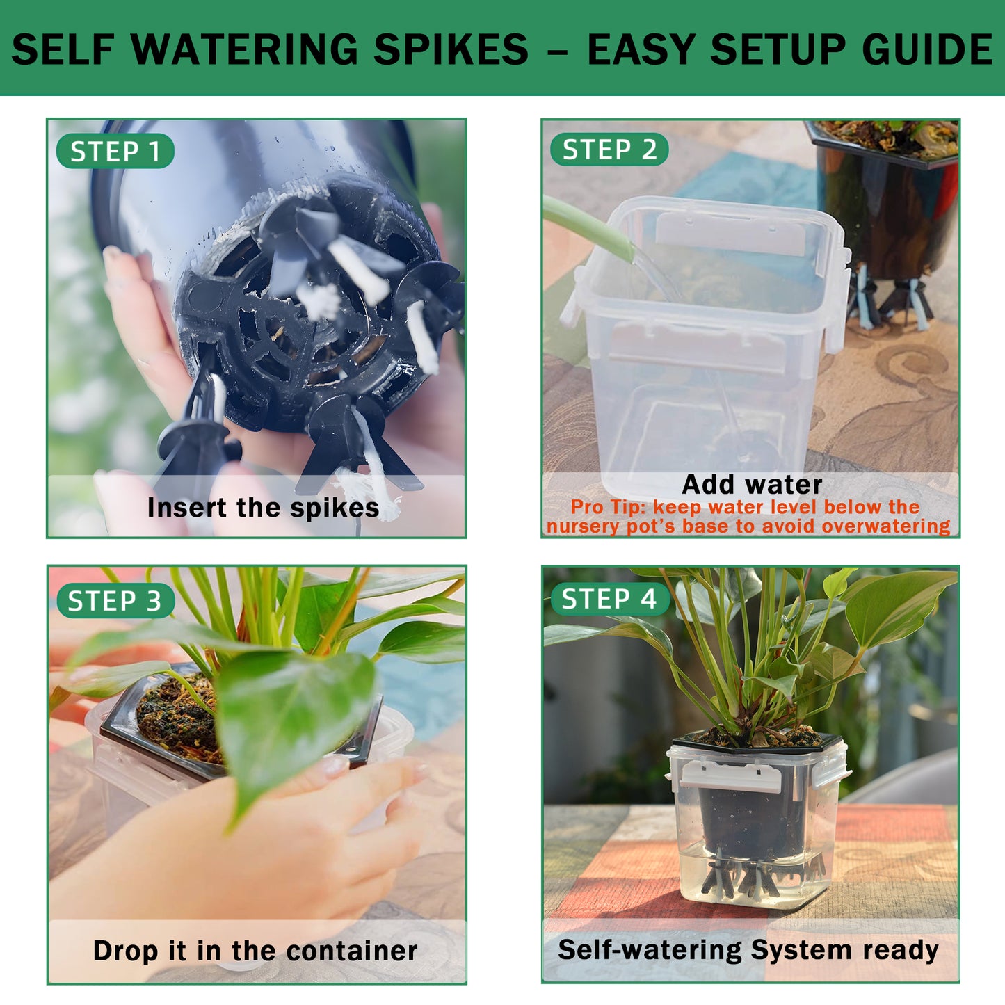 GreenShip Self Watering Spikes for Indoor & Outdoor Plants, Automatic Plant Watering Stakes, Patented Wick Spikes, Vacation Use