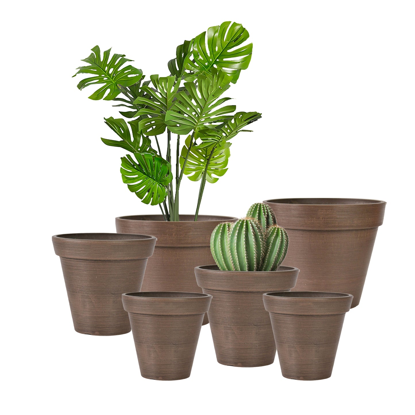 GreenShip Plant Pots 8 inch 6 inch 4 inch for Indoor Plants, Modern Decorative Plant Pots with Drainage Hole, Decorative Flower Pots(Plants Not Included)