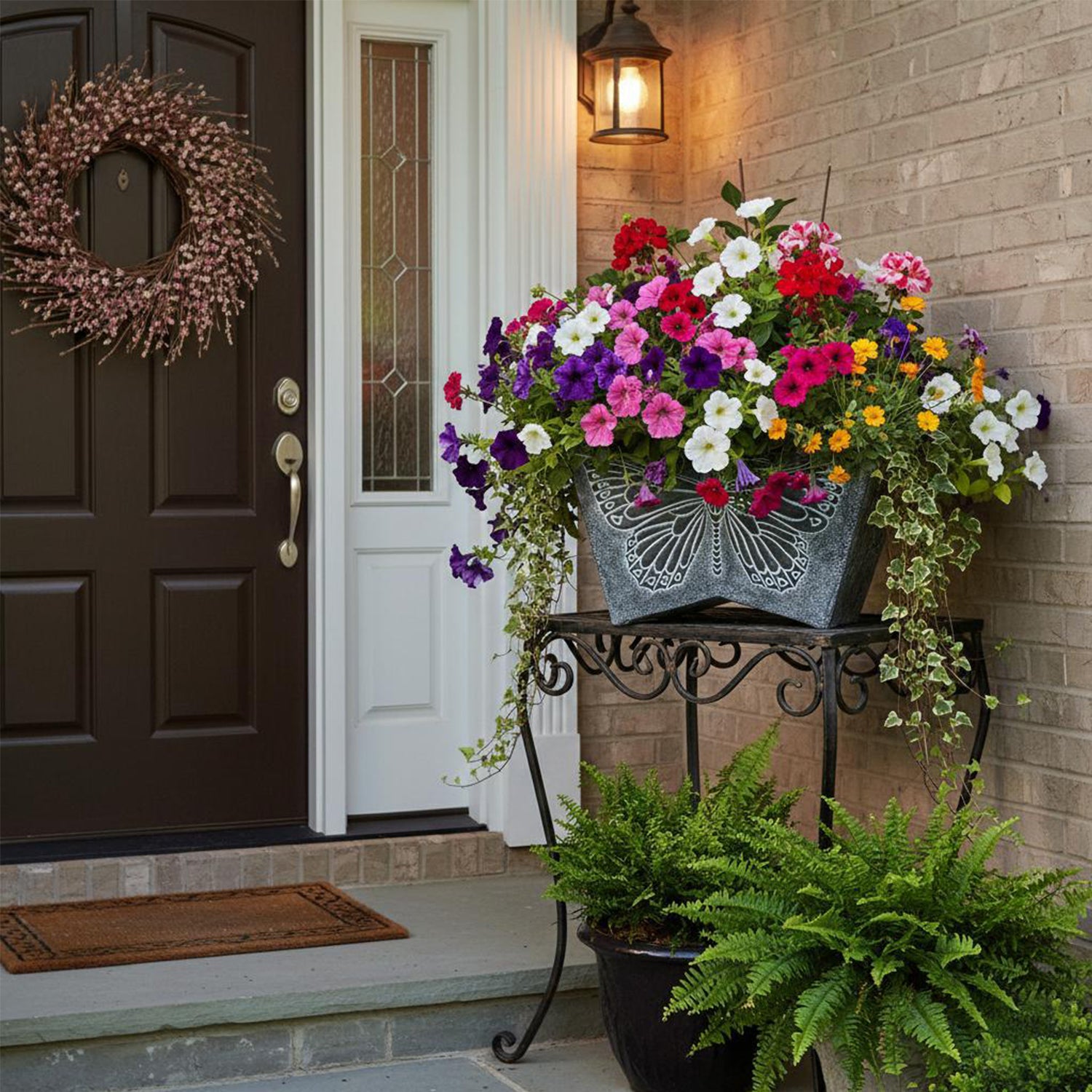 GreenShip 16 inch Planter with Butterfly Relief