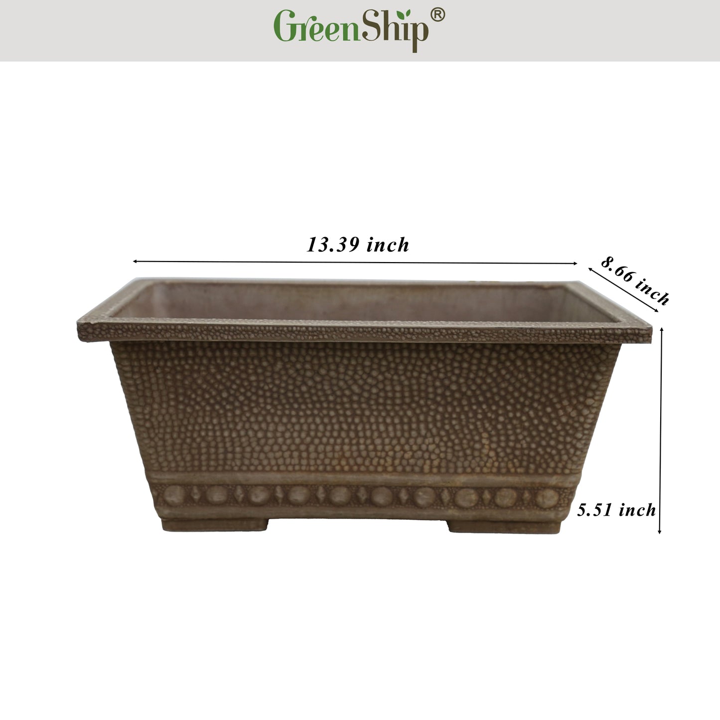 GreenShip 13.4 L x 8.66 W x 5.52 H inch Classic Long Large Rectangular Window Box Planter for Indoor Outdoor Patio Balcony, Durable Window Planter with Drainage Hole(Plants Not Included)