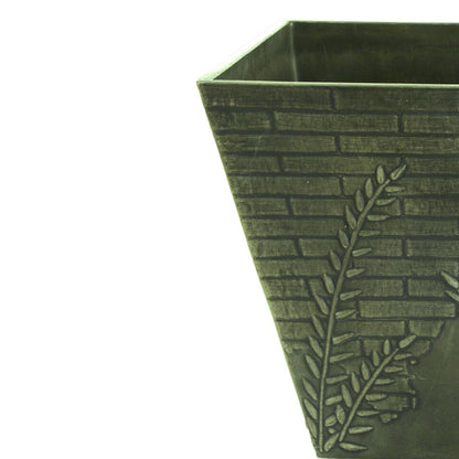 Fern Brick Square 11.8 in. L x 11.8 in. W x 11.8 in. H Indoor/Outdoor Resin Decorative Planter(Plants Not Included)