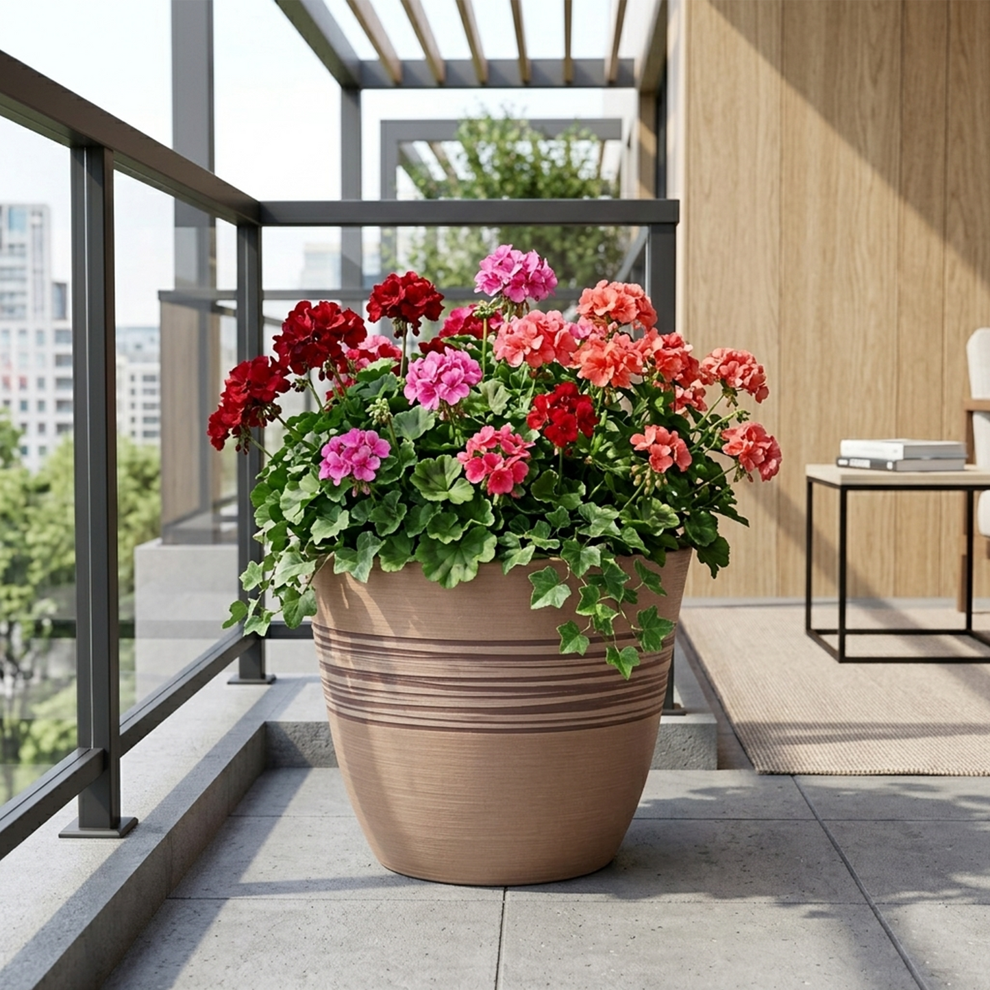 GreenShip Planter Pots for Indoor & Outdoor Plants, Set of 2 Modern Decorative Flower Pots with Drainage Hole