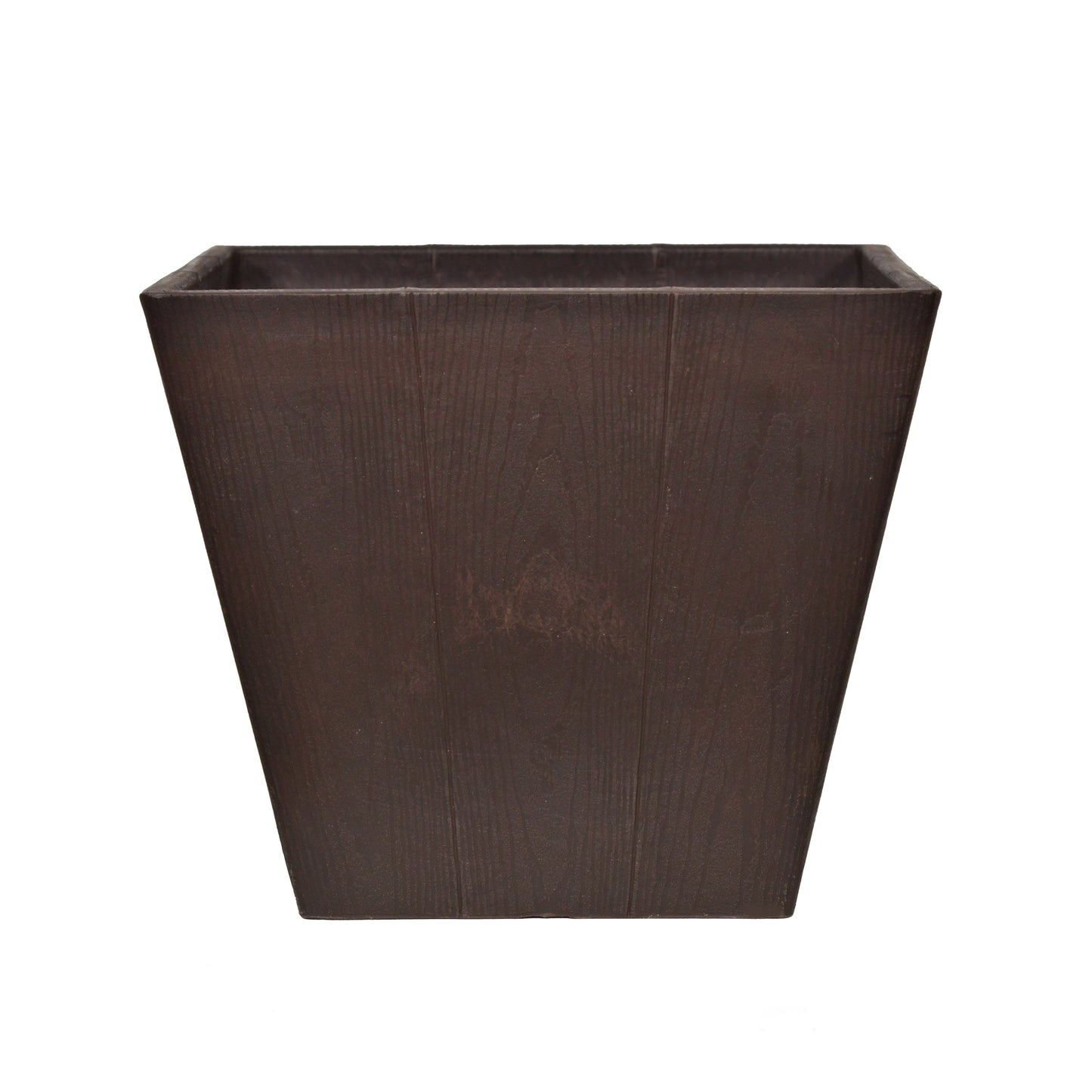 GreenShip 14 inch Square Planter for Indoor Outdoor, Realistic Wood Plank Plant Pots, Decorative Pots with Drainage Hole(Plants Not Included)