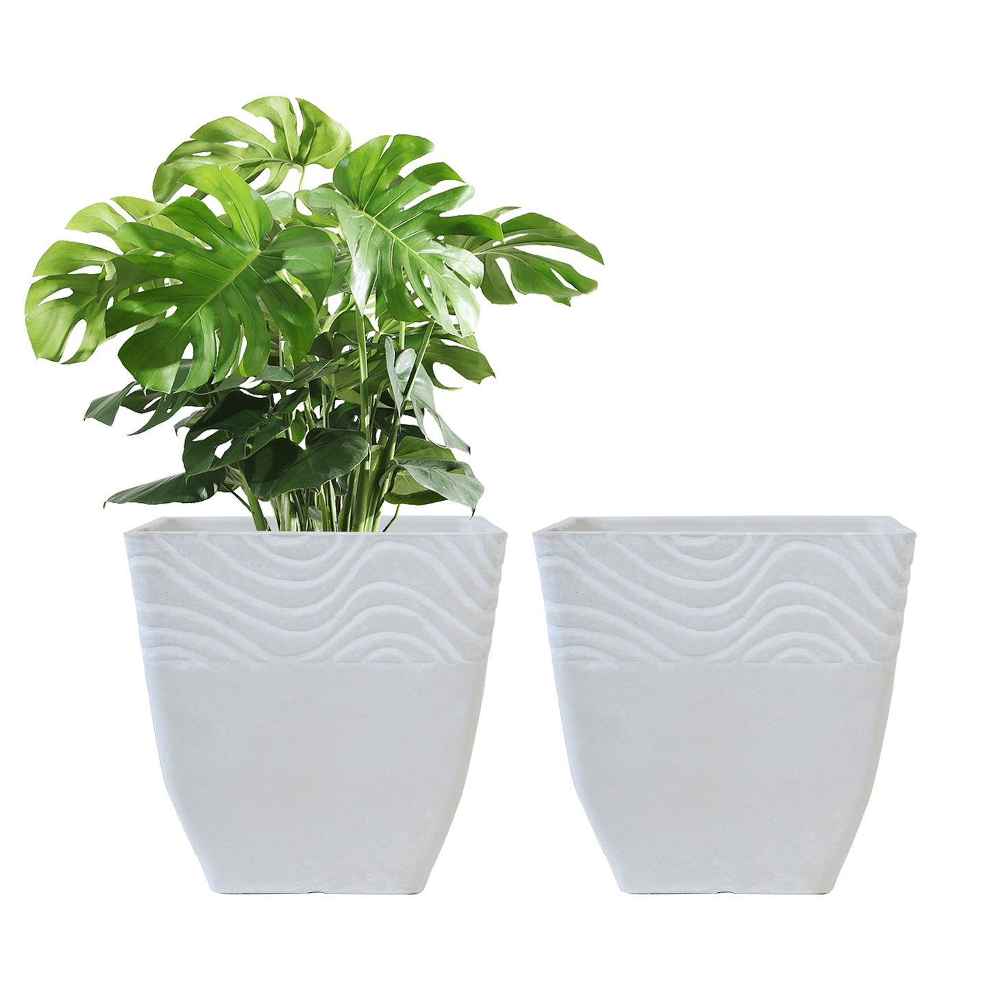 GreenShip Planter 8 inch for Indoor Outdoor Plants,  Set of 2 Modern Decorative Plant Pots with Drainage Hole,  Decorative Flower Pots(Plants Not Included)