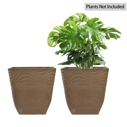 GreenShip Planter 8 inch for Indoor Outdoor Plants,  Set of 2 Modern Decorative Plant Pots with Drainage Hole,  Decorative Flower Pots(Plants Not Included)