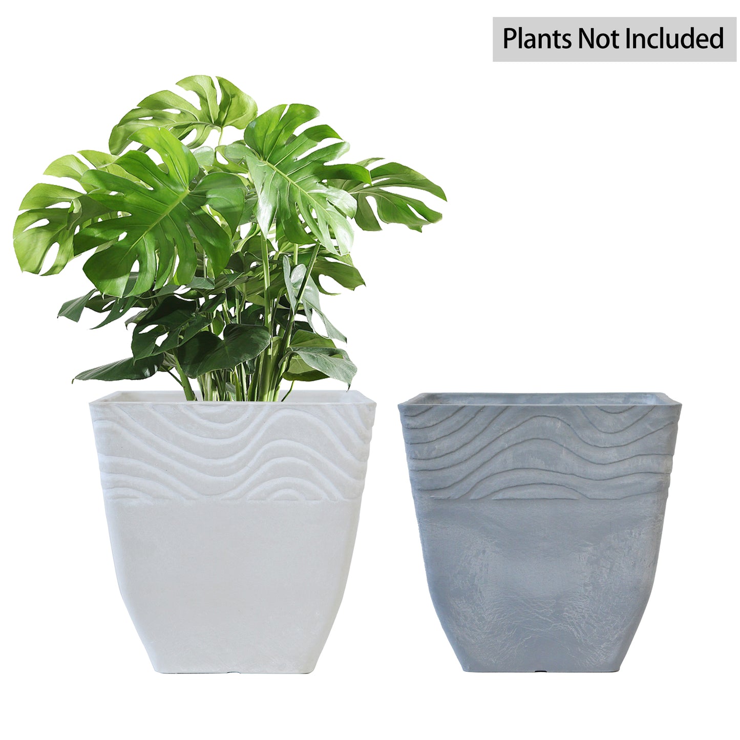 GreenShip Planter 8 inch for Indoor Outdoor Plants,  Set of 2 Modern Decorative Plant Pots with Drainage Hole,  Decorative Flower Pots(Plants Not Included)