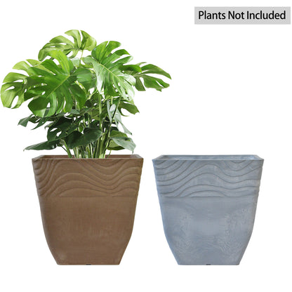 GreenShip Planter 8 inch for Indoor Outdoor Plants,  Set of 2 Modern Decorative Plant Pots with Drainage Hole,  Decorative Flower Pots(Plants Not Included)