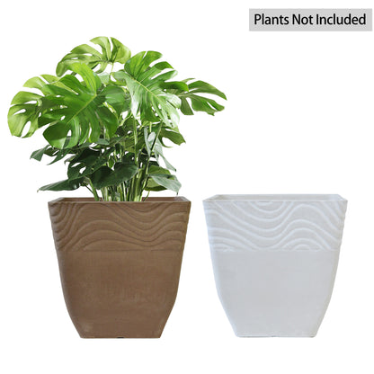 GreenShip Planter 8 inch for Indoor Outdoor Plants,  Set of 2 Modern Decorative Plant Pots with Drainage Hole,  Decorative Flower Pots(Plants Not Included)