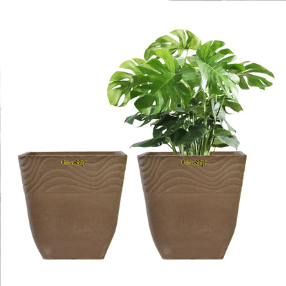 GreenShip Planter 8 inch for Indoor Outdoor Plants,  Set of 2 Modern Decorative Plant Pots with Drainage Hole,  Decorative Flower Pots(Plants Not Included)