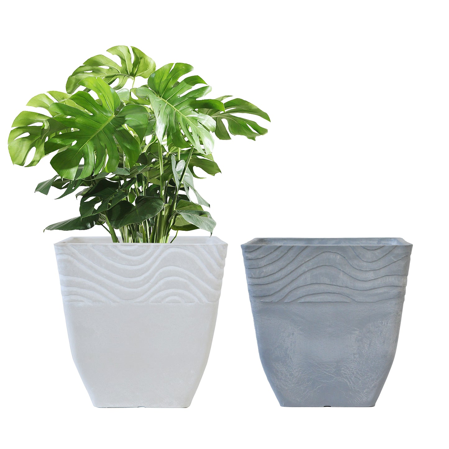 GreenShip Planter 8 inch for Indoor Outdoor Plants,  Set of 2 Modern Decorative Plant Pots with Drainage Hole,  Decorative Flower Pots(Plants Not Included)