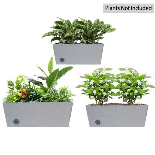 GreenShip Rectangular Wall Hanging Self-Watering Plant Pots for Indoor Plants, 10 14 18 inch Set of 3 Planter with Self-Watering Spikes, Modern Decorative Flower Pots(Plants Not Included)