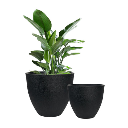 GreenShip Planter 8 inch 12 inch for Indoor Outdoor Plants,  Modern Decorative Plant Pots with Drainage Hole,  Decorative Flower Pots(Plants Not Included)