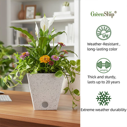 GreenShip Self Watering Pots for Indoor Plants, 6 inch 8 inch 10 inch Set of 3 Planter, White Modern Decorative Flower Pots(Plants Not Included)