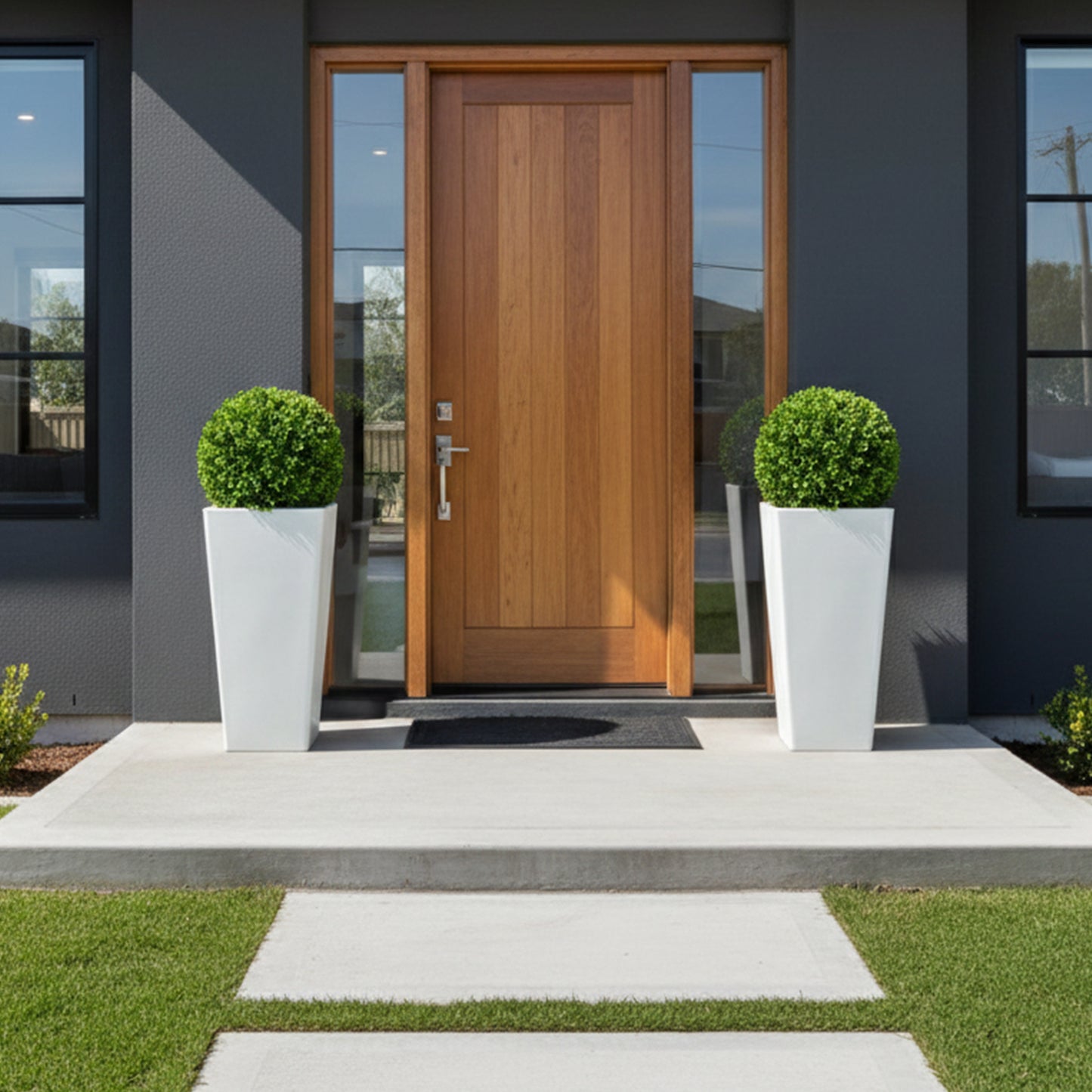 GreenShip 27 inch Tall Planters for Outdoor Plants, Large Flower Pots with Drainage & Inner Shelf, Modern Decorative Garden Pots for Porch, Patio, Front Door