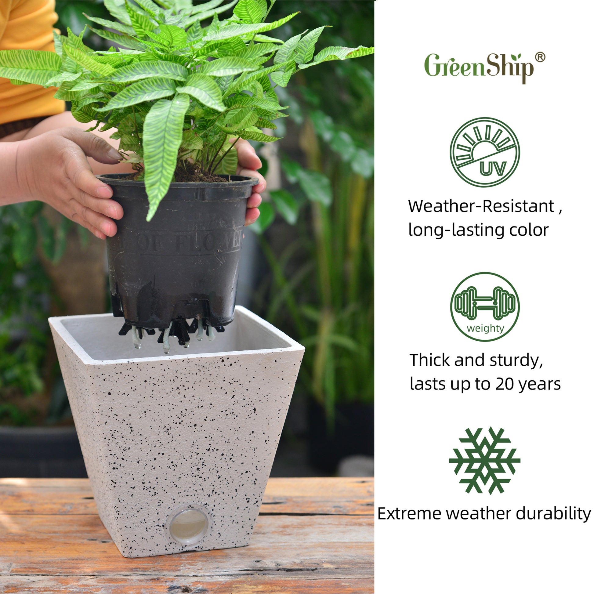 10 inch planter pot Self-Watering Tall Square Pot System for Indoor Plants (Set of 3)
