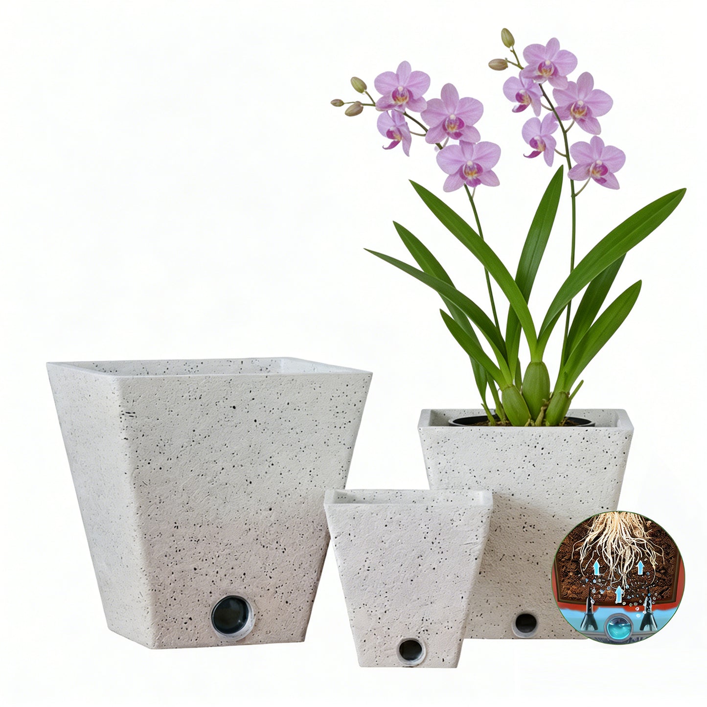self-watering plant Self-Watering Tall Square Pot System for Indoor Plants (Set of 3)