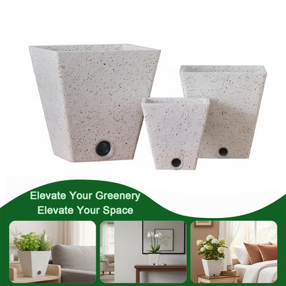 concrete self watering planter GreenShip 6 8 10 inch Self Watering Plant Pots Set for Indoor Plants, – GreenShip Garden USA