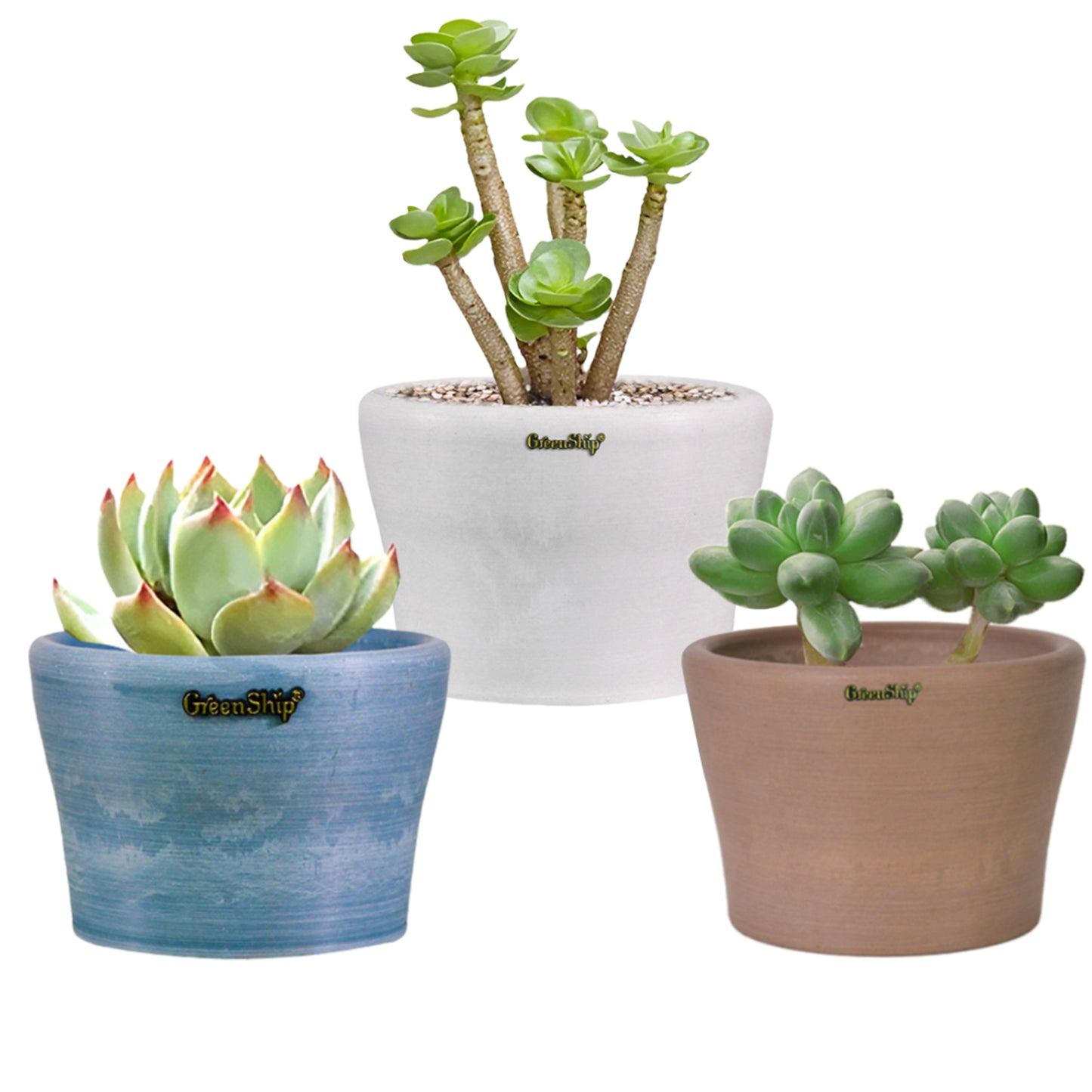 GreenShip 3 Pack Planters for Indoor Plants, Modern Plant Pots,Windowsill Planters Set, Home Office Decorative Flower Pots(Plants Not Included)