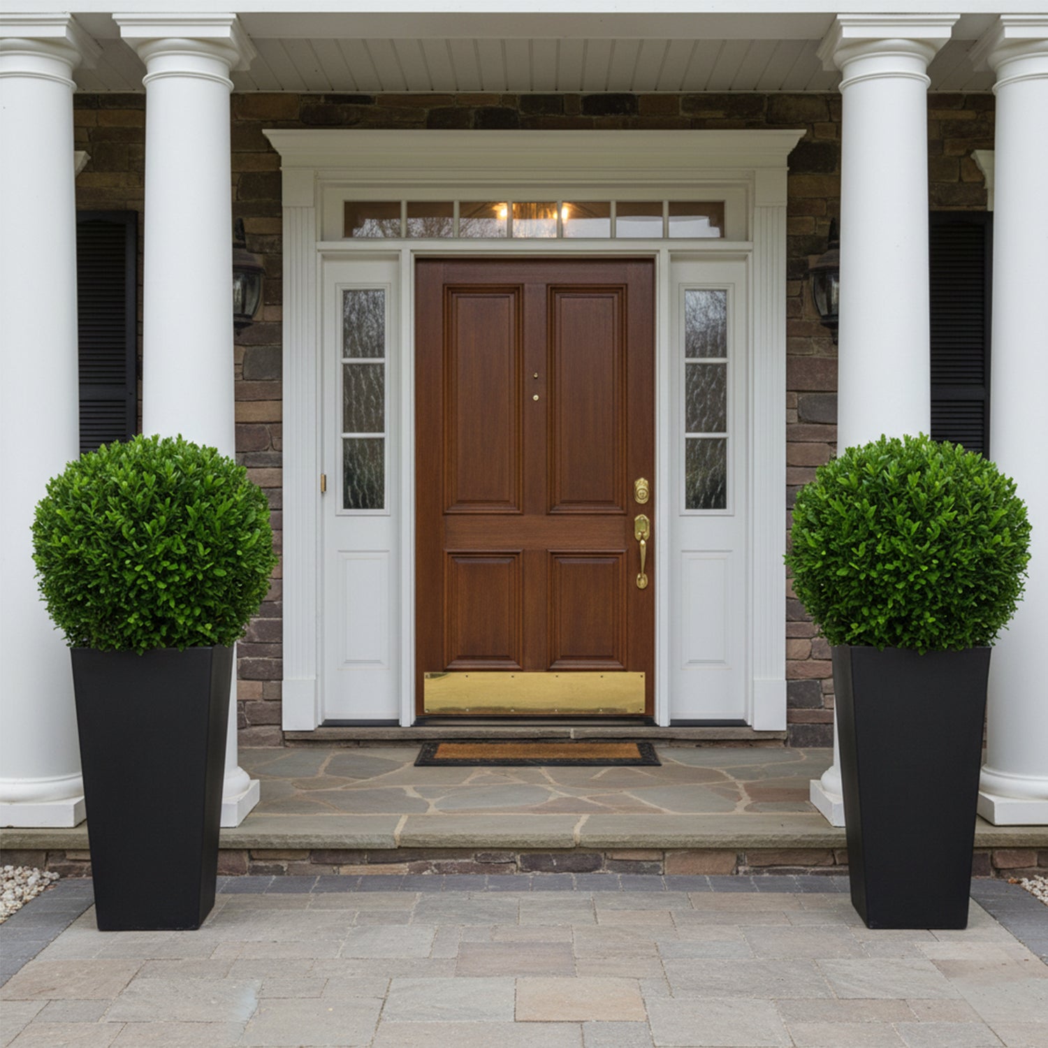 tall plants for front of house GreenShip 27 inch Tall Planters for Indoor Outdoor Plants, Set of 2