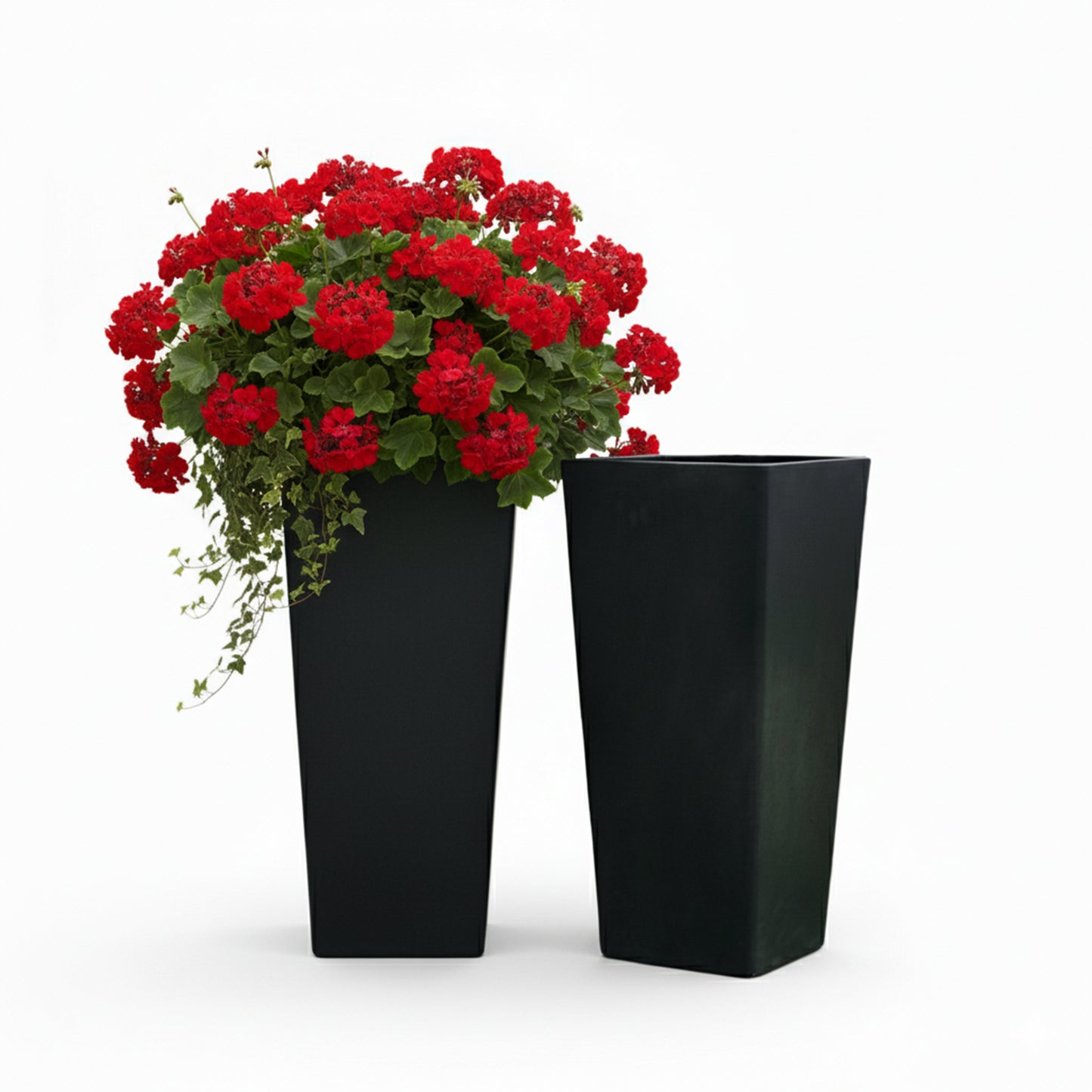 GreenShip 27 inch Tall Planters for Outdoor Plants, Large Flower Pots with Drainage & Inner Shelf, Modern Decorative Garden Pots for Porch, Patio, Front Door