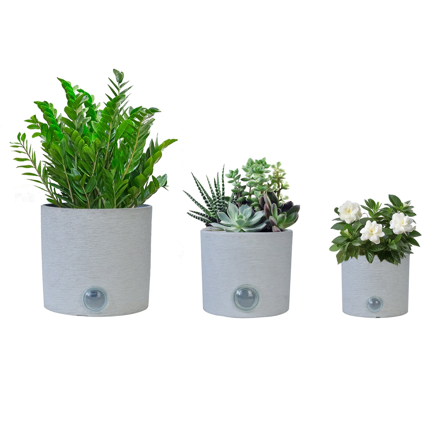 GreenShip Cylinder Self-Watering Plant Pots for Indoor Plants, 5 6 8 inch Set of 3 Planter with Self-Watering Spikes, Modern Decorative Flower Pots(Plants Not Included)