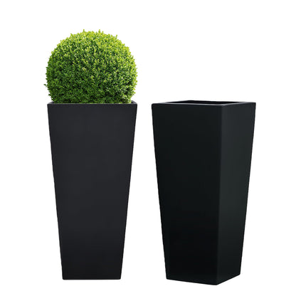 GreenShip 27 inch Tall Planters for Outdoor Plants, Large Flower Pots with Drainage & Inner Shelf, Modern Decorative Garden Pots for Porch, Patio, Front Door